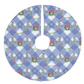 Vakantie Zebra's op Blue Plaid Imitatie Linnen Kerstboom Kleed (Voorkant)