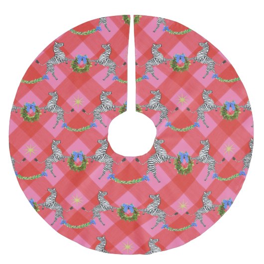 Vakantie Zebras Roze Strepen Kerstboom Rok (Voorkant)