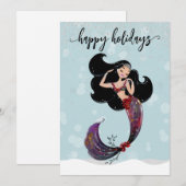 Vakantie Zeemeermin Kerst Diamant Bling Feestdagenkaart (Voorkant / Achterkant)