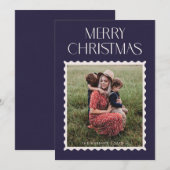Vakantie Zegel Fotokaart - Navy Feestdagenkaart (Voorkant / Achterkant)