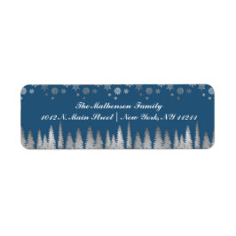Vakantie Zilver en Blauw Winter Wonderland Etiket