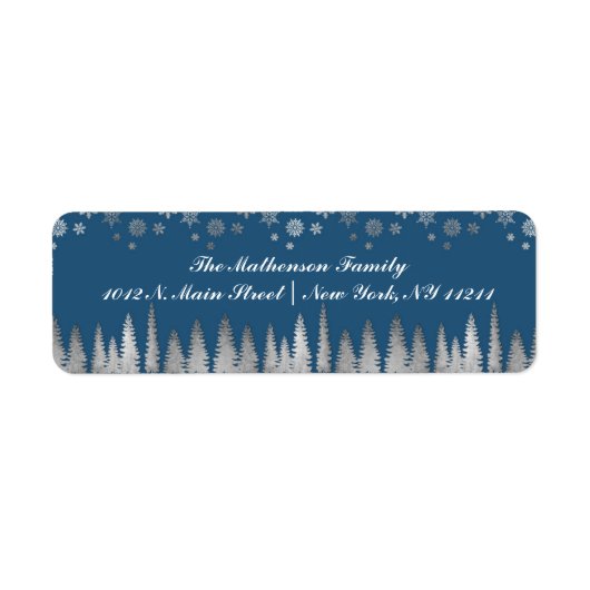 Vakantie Zilver en Blauw Winter Wonderland Etiket (Voorkant)