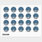 Vakantie Zilver en Blauw Winter Wonderland Ronde Sticker (Vel)