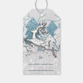 Vakantie Zilveren Vonk Harten Kerstmis Rendier 3D Cadeaulabel (Achterkant)