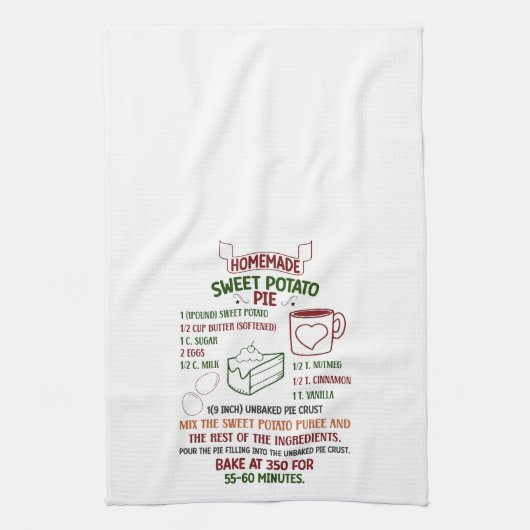 Vakantie Zoete Aardappeltaart Recept Kerstmis Theedoek (Verticaal)