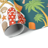 vakantie zomervakantie strandpatroon cadeaupapier (Rol Hoek)