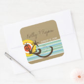 Vakantie Zonsondergang Tropische Palm Trees Strand Vierkante Sticker (Envelop)