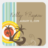 Vakantie Zonsondergang Tropische Palm Trees Strand Vierkante Sticker (Voorkant)