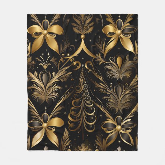  vakantie zwart en goud fleece deken (Voorkant)