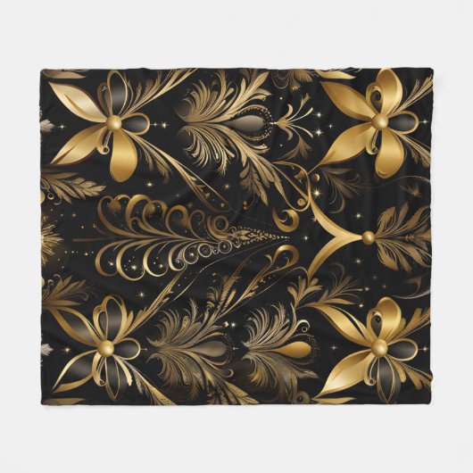  vakantie zwart en goud fleece deken (Voorkant (Horizontaal))