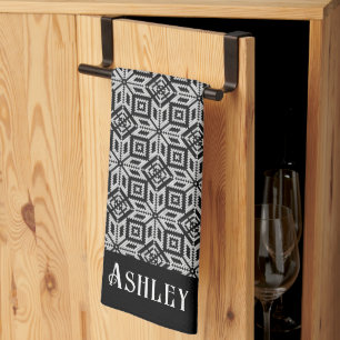 Vakantie Zwart & Wit Scandinavisch patroon Theedoek