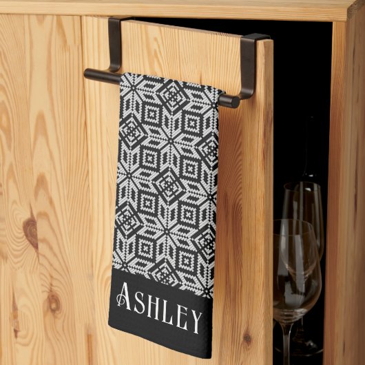 Vakantie Zwart & Wit Scandinavisch patroon Theedoek (Derde Gevouwen)