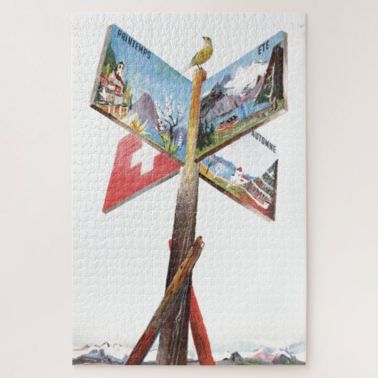  vakantie Zwitserland reisillustratie Legpuzzel (Verticaal)