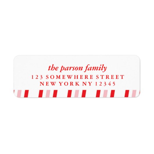 Vakantieadreslabel Candy Cane 4 Etiket (Voorkant)