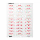 Vakantieadreslabel Candy Cane 4 Etiket (Full Sheet)