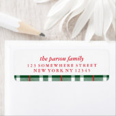 Vakantieadreslabel Green Plaid Etiket (Insitu)