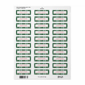 Vakantieadreslabel Plaid Border Green Etiket (Full Sheet)