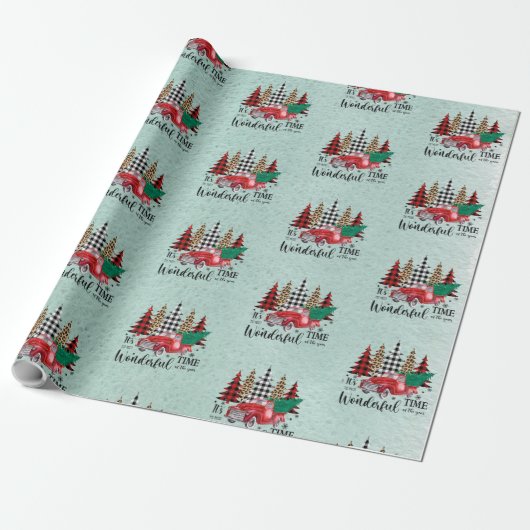 Vakantieauto met Tree Wrapping Paper Cadeaupapier (Uitgerold)