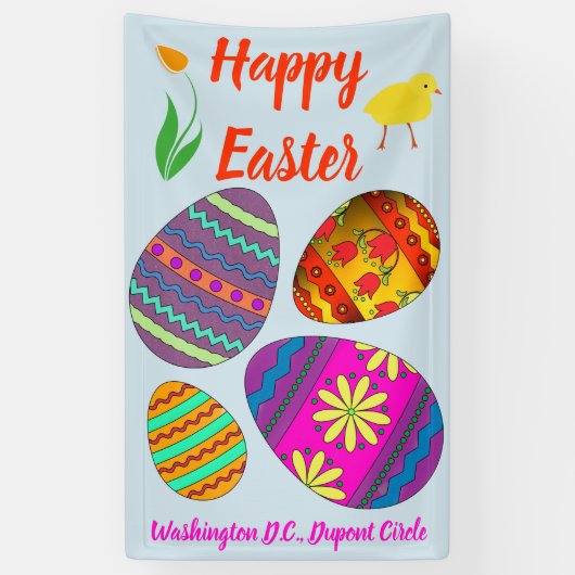 Vakantiebanner: kleurrijke paaseieren spandoek (Verticaal)