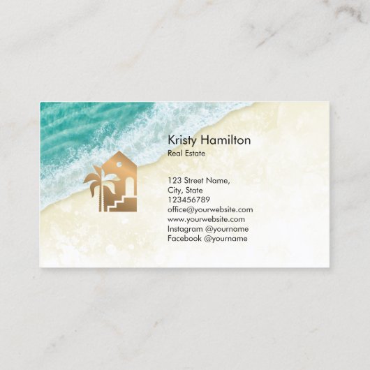 vakantiebed op het strand en ontbijtpalm visitekaartje (Achterkant)