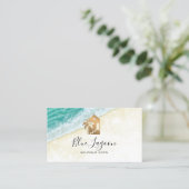vakantiebed op het strand en ontbijtpalm visitekaartje (Staand voorkant)