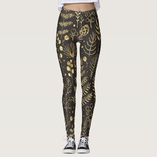 Vakantiebladeren:  dennenappelpatroon leggings (Voorkant)