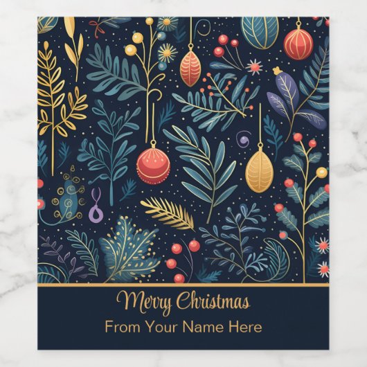 Vakantiebladerwerk Wijn Etiket (Enkel label)