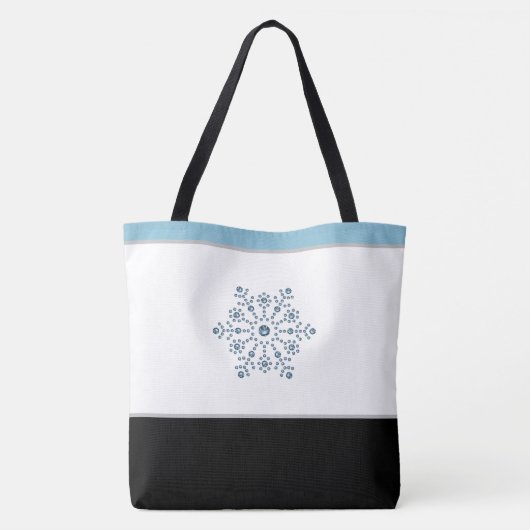 Vakantieblauw Snowflake Tote Bag (Achterkant)