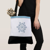 Vakantieblauw Snowflake Tote Bag (Dichtbij)