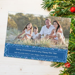 Vakantieblauwe kerstkaart kaart