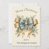 Vakantiebloemen met Bow Merry Christmas Kaart (Voorkant)