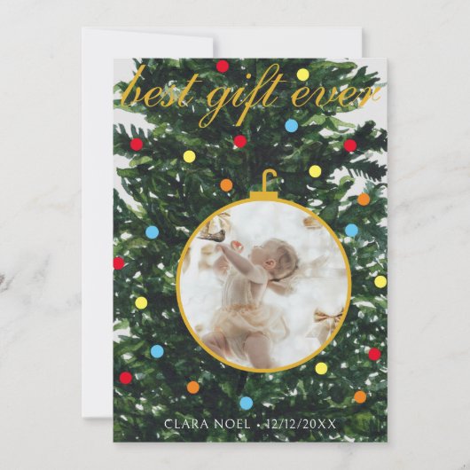 Vakantieboom en Ornament Geboorte Aankondiging (Voorkant)