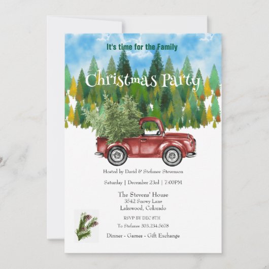Vakantieboom in Truck Kerstfeest Kaart (Voorkant)