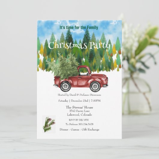 Vakantieboom in Truck Kerstfeest Kaart (Staand voorkant)