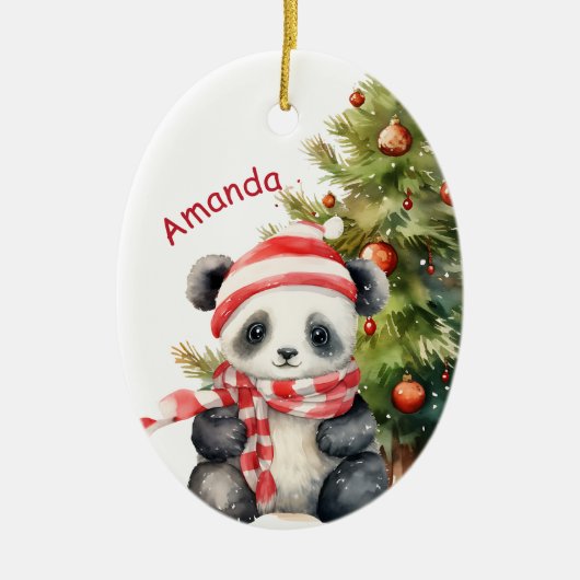 Vakantieboom Panda Beer Kleindochter Keramisch Ornament (Voorkant)