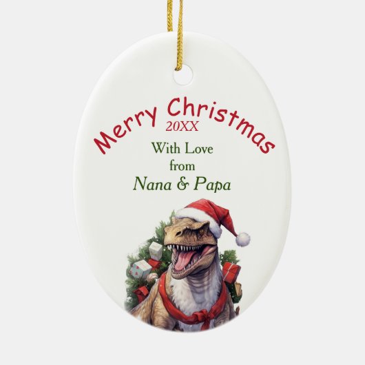 Vakantieboom T-Rex Dinosaurus Kleinzoon Keramisch Ornament (Achterkant)