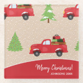  vakantieboom Vrachtwagen Kerst-keuken Glazen Onderzetter (Voorkant)