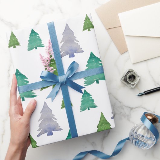 Vakantieboom Waterverf Pastel Groen Cadeaupapier (Geschenken)