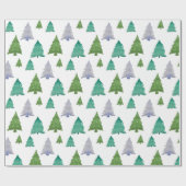 Vakantieboom Waterverf Pastel Groen Cadeaupapier (Vlak)