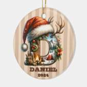 Vakantiebrief D Santa Hat Winter Camping Scene Keramisch Ornament (Links)