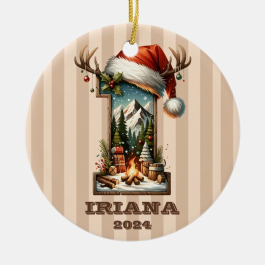 Vakantiebrief I met rustieke winterscène Keramisch Ornament (Voorkant)