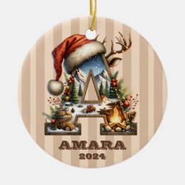 vakantiebrief met beige strepen keramisch ornament