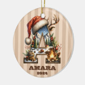 vakantiebrief met beige strepen keramisch ornament (Links)