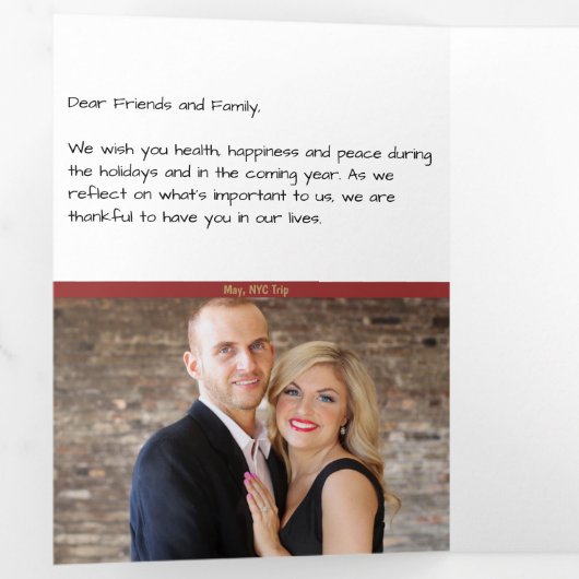 Vakantiebrief met foto - Candy Canes Drieluik Uitnodiging (Binnenzijde eerst)