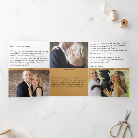 Vakantiebrief met foto - Gouden Momenten Drieluik Uitnodiging (Binnen)