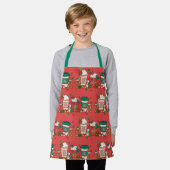 Vakantiecabee Red Kinderen Apron met groene riem Schort (Gedragen)