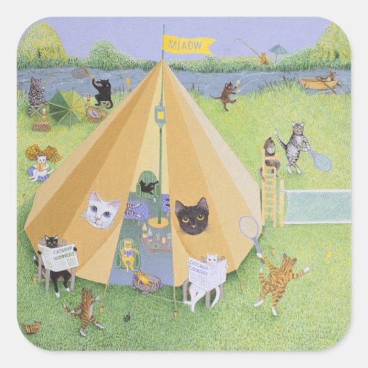 Vakantiecamp Vierkante Sticker (Voorkant)