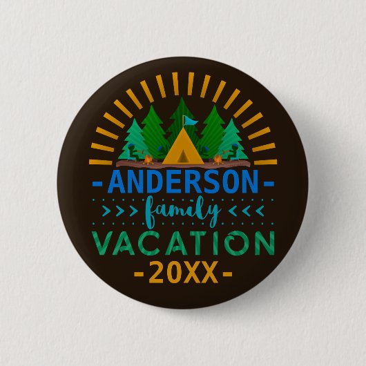 Vakantiecampagnetriem | Aangepast naamjaar Ronde Button 5,7 Cm (Voorkant)