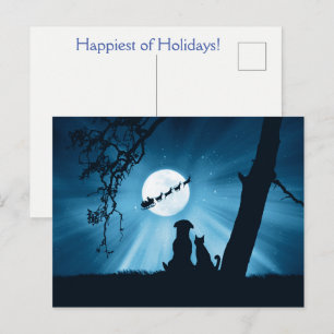 Vakantiecat Dog en Santa Briefkaart
