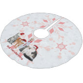 Vakantiecatten Aangepast rood en Roze Snowflake Kerstboom Rok (Gekanteld)